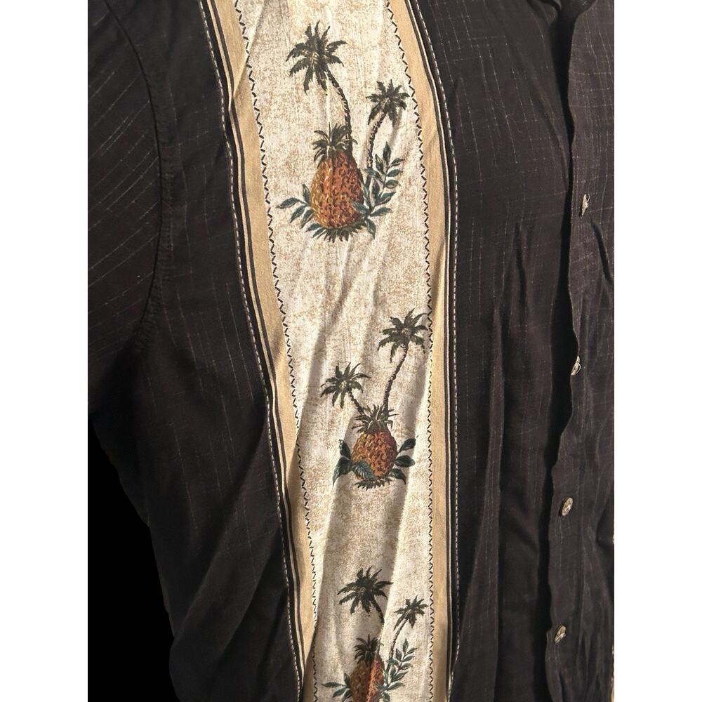 HAWAIIAN SHIRT BATIK BAY MENS XL BLACK PINEAPPLES PALM TREES SHORT SLEEVES - Picture 3 of 6